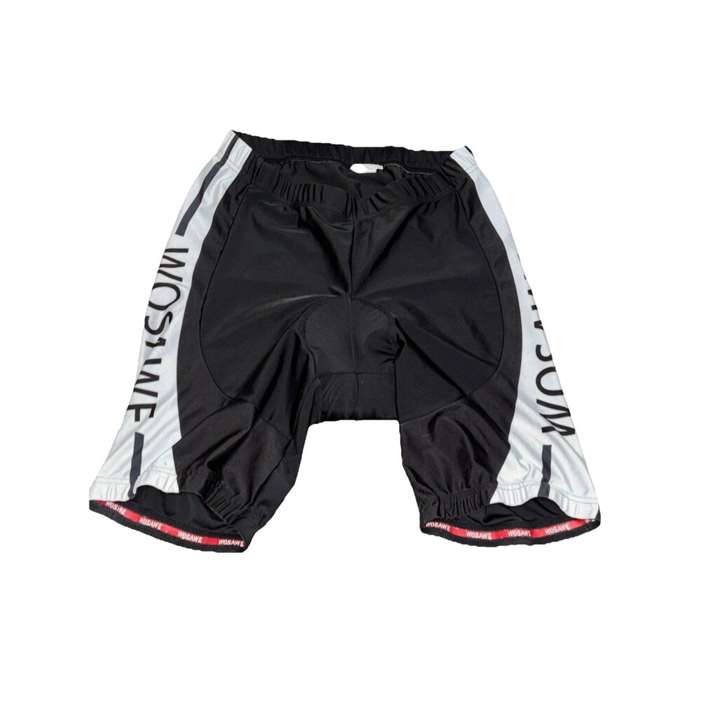 Wosawe Unisex Cycling Shorts  Black / White Nylon Spandex Blend Padded Size XXL
